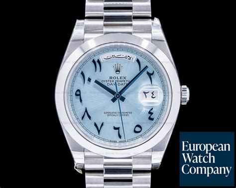 rolex baby blue arabic dial|Rolex day date 228206.